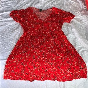 Red floral dress